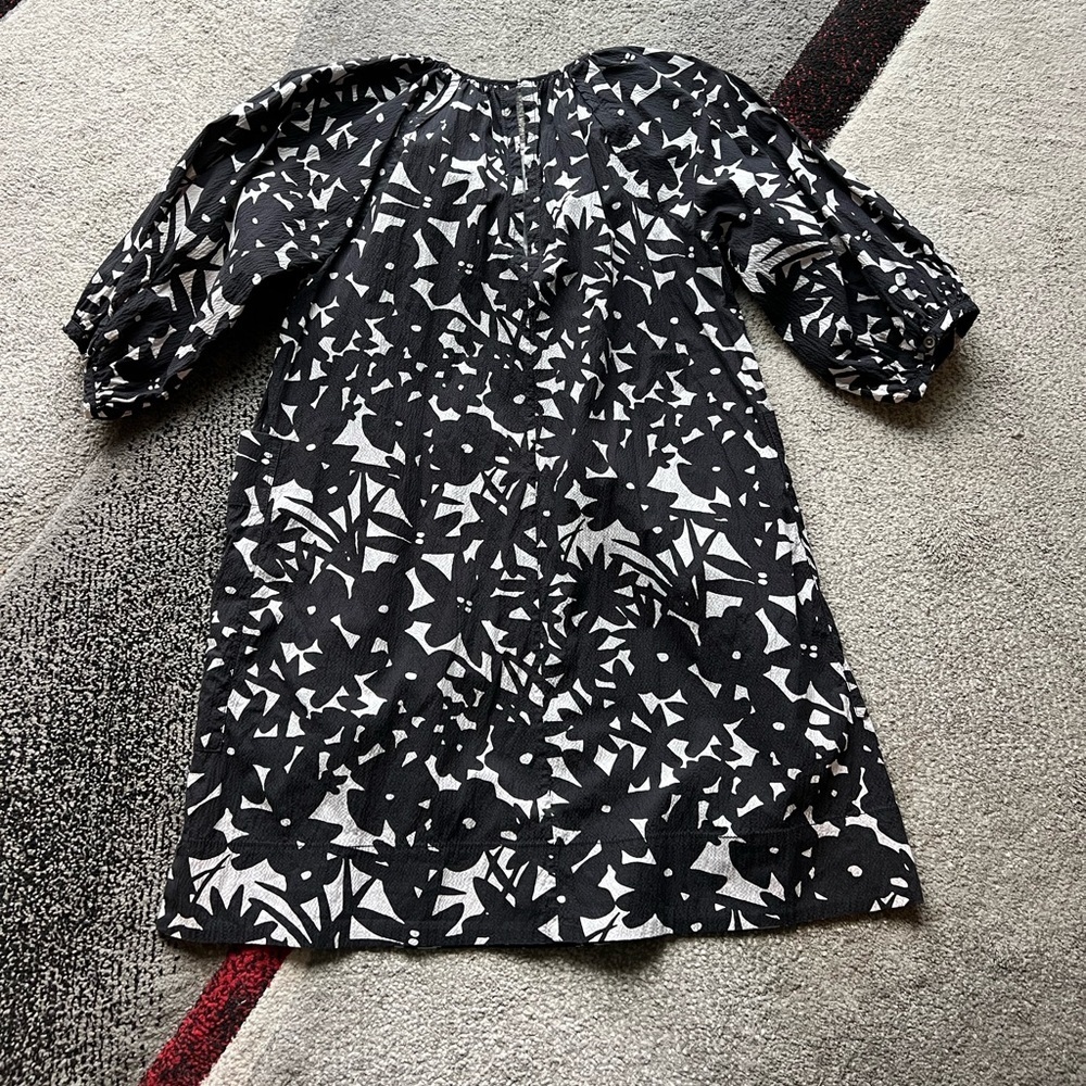 Everlane Organic Cotton Seersucker Puff Sleeve Floral Mini Dress - Picture 5 of 5